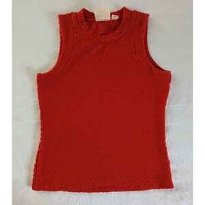 Maeve by Anthropologie Textured Red Sleeveless‎ Mock Neck Tank Top Women's Sz M